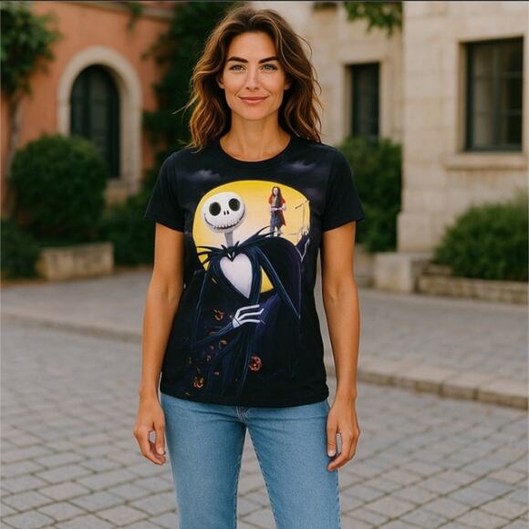 Disney Nightmare Before Christmas Shirt Jack And Sally Size Juniors XL 15-17 - Picture 1 of 10
